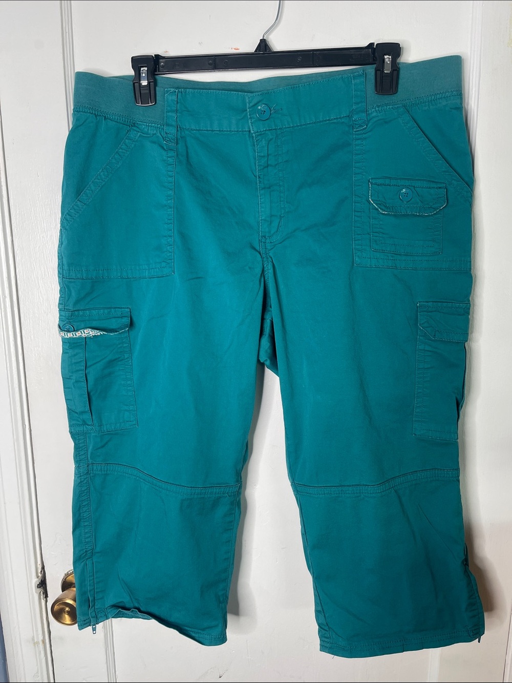 Lee Capri Pants 22W Teal Turquoise Comfort Stretch Waistband Plus Size Women’s
